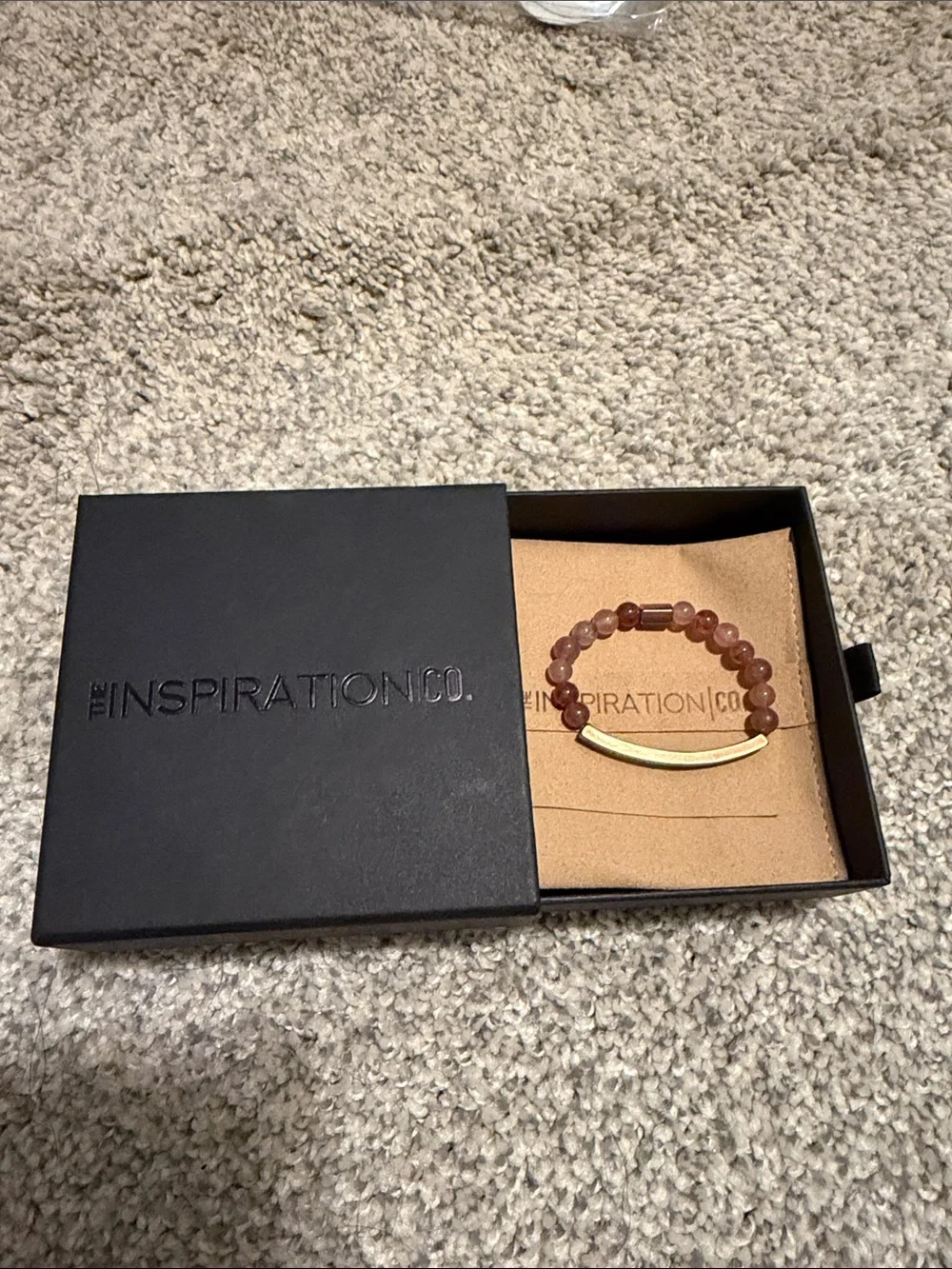Beaded Bracelet with Gold Bar and Inscription- the inspiration co.